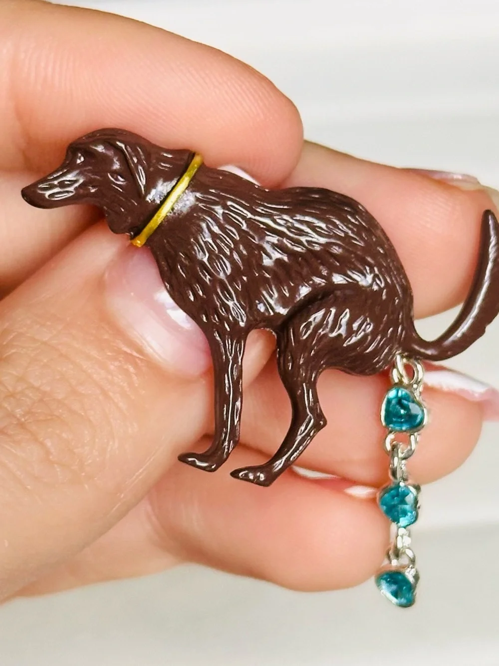 NEW! Brown Pooping Dog Pin Funny Brooch